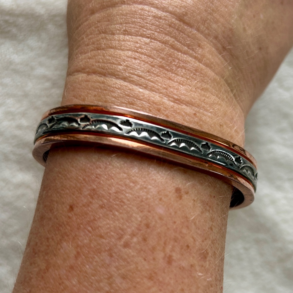 Handmade Navajo Copper & Silver Bracelet